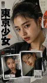 大胆的Y2K日本街头编辑风格拼贴海报